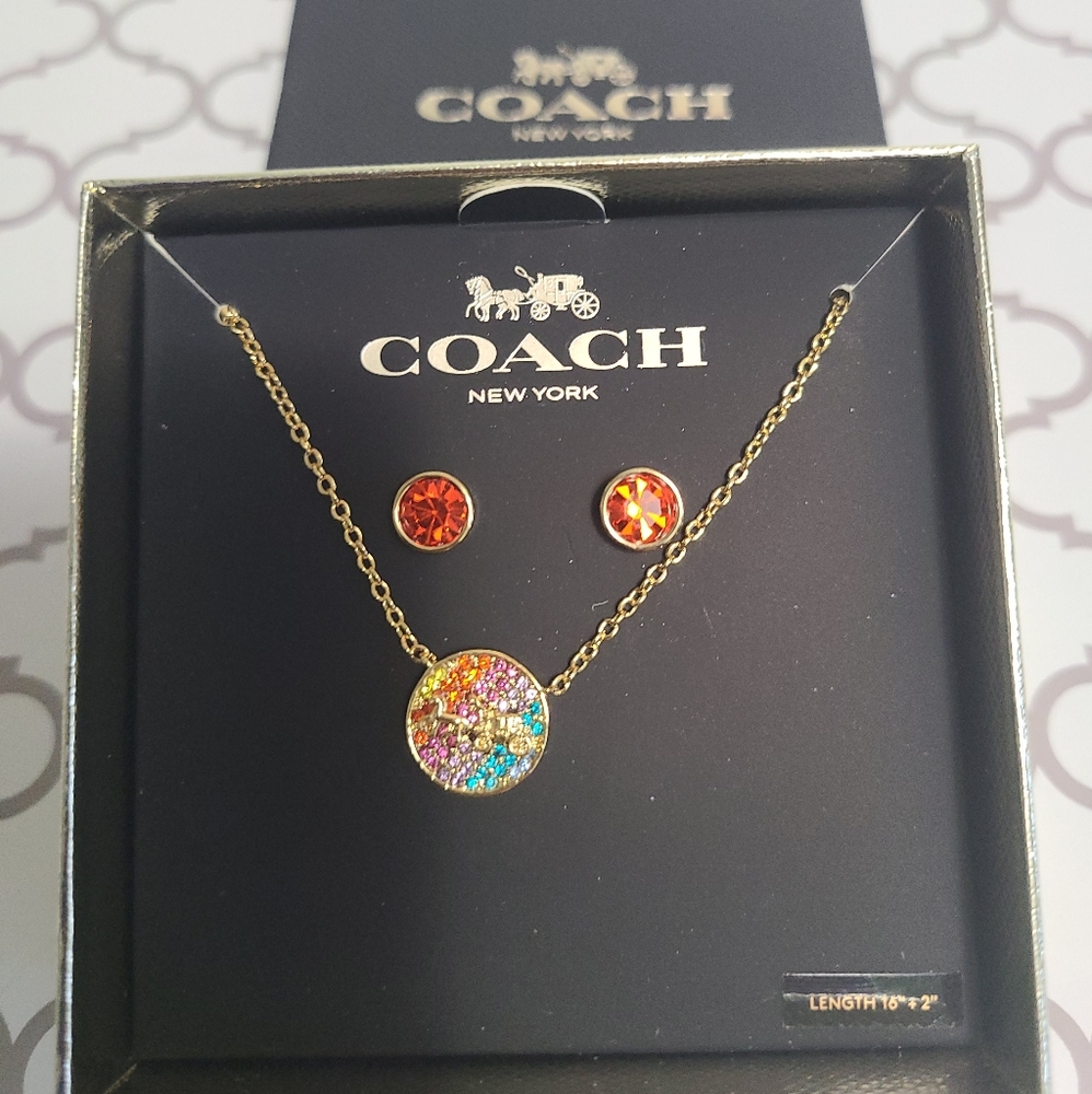 Coach Carriage necklace and studs set